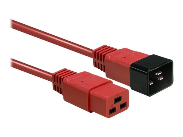 Lindy - Förlängningskabel för ström - IEC 60320 C19 till IEC 60320 C20 - 250 V - 16 A - 3 m - formpressad - röd