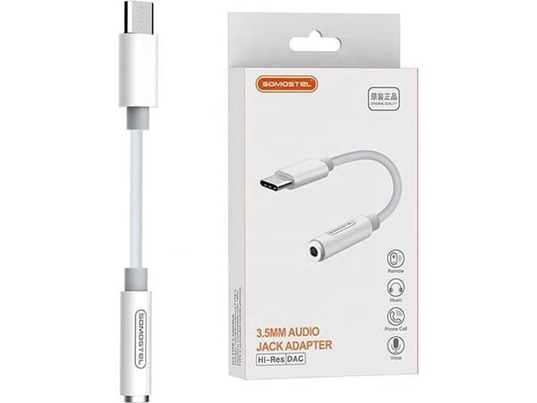 Somostel USB-sovitin SMS-BZ02 USB-C - 3,5 mm liitin valkoinen (25937)