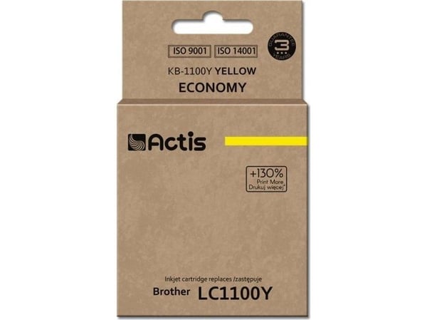 Actis KB-1100Y, Standard utskriftsproduksjon, Fargestoffbasert blekk, 19 ml, 1 stykker, Enkeltpakke