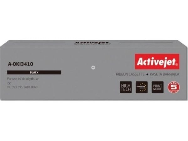 Activejet A-OKI3410, OKI ML: 393, 395, 3410, 8360., Sort, Punkt matrix, 10000000 tegn, Sort, Nylon