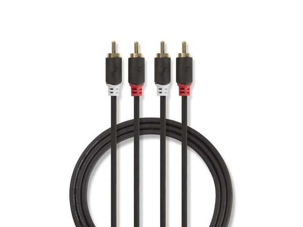 Nedis CABW24200AT30, 2 x RCA, 2 x RCA, Kuparipinnoitettu teräs (CCS), 3 m, Antrasiitti