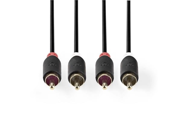 Nedis CABW24200AT30, 2 x RCA, 2 x RCA, Kuparipinnoitettu teräs (CCS), 3 m, Antrasiitti