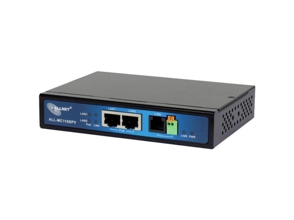 ALLNET ALL-MC116SPV-VDSL2, 10BASE-T, 100BASE-T, DMT, IEEE 802.3ab, IEEE 802.3u, IEEE 802.3z, Sort, ADSL (RJ-11), Ethernet (RJ-45), Metall