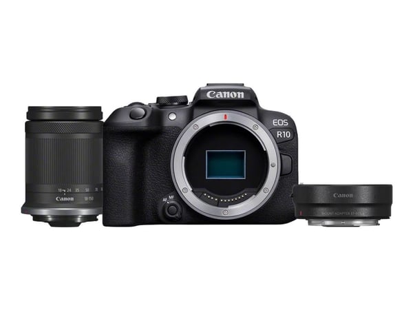 Canon EOS R10 - Digitalkamera - speilløst - 24.2 MP - APS-C - 4K / 60 fps - 8.3optisk x-zoom RF-S 18-150 mm F3.5-6.3 IS STM linse - Wi-Fi, Bluetooth