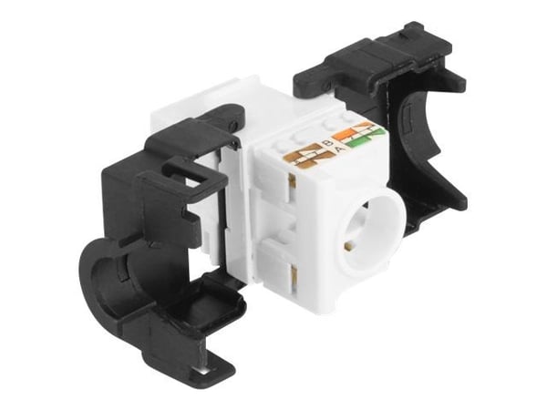 Delock - Trapes-jakk - 180° - CAT 6a - RJ-45, LSA - hvit