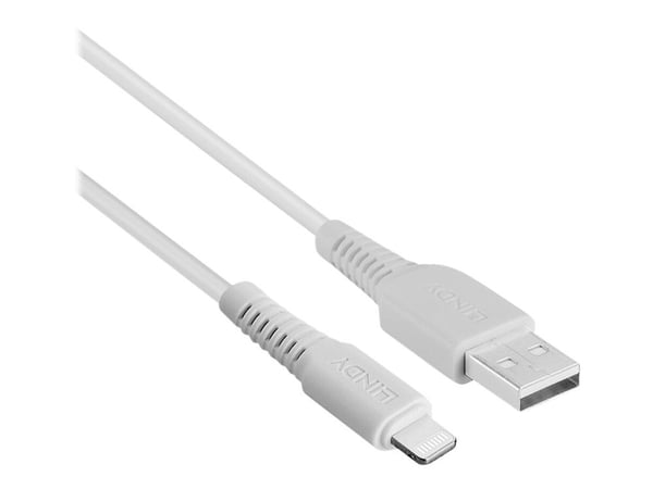 Lindy 31327, 2 m, Lightning, USB A, Valkoinen, Suora, Suora