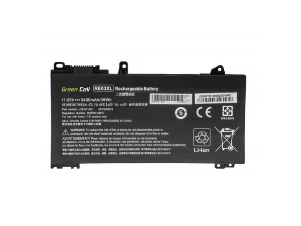 Green Cell - Batteri för bärbar dator (likvärdigt med: HP RE03XL) - litiumpolymer - 3400 mAh - svart