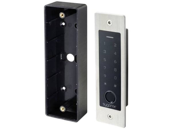 Sygonix SY-5231014 fingeravtrykk/RFID adgangssystem innfelt 12 V/DC, 18 V/DC IP55 med belyst tastatur