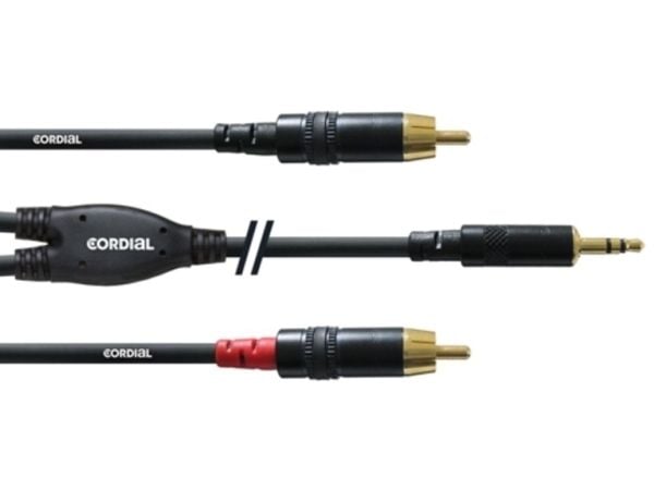Cordial CFY 3 WCC, 2 x RCA, Hankjønn, 3.5mm, Hankjønn, 3 m, Sort