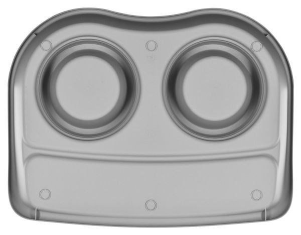 Sett: 2x skål 0,4L rustfritt stål + dekkeunderlag for hunder og katter, grå, 46x35x9cm