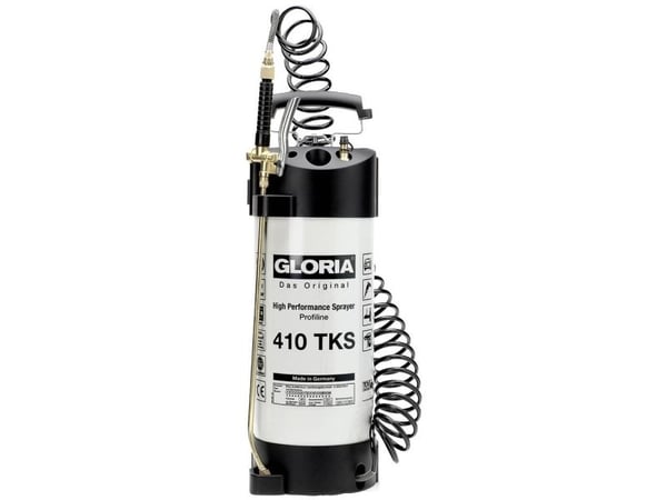 GLORIA 410 TKS Profiline, Håndbasert sprøytepistol, 10 l, 13,7 l, Sort, Hvit, Rustfritt stål, Messing