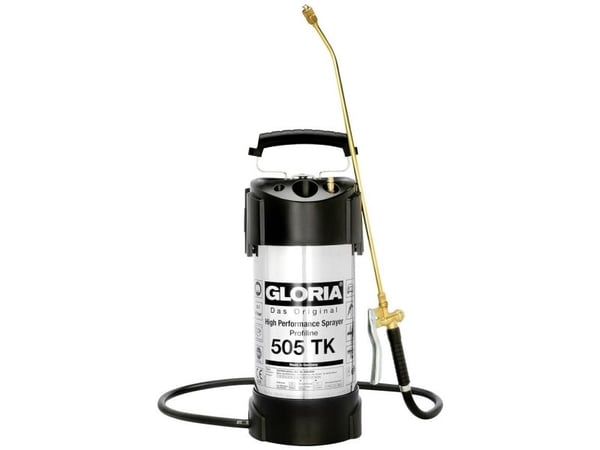 GLORIA 505 TK Profiline, Håndbasert sprøytepistol, 5 l, 8 l, Sort, Hvit, Rustfritt stål, Messing