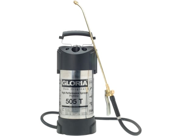 GLORIA 505 T Profiline, Håndbasert sprøytepistol, 5 l, 8 l, Sort, Hvit, Rustfritt stål, Messing