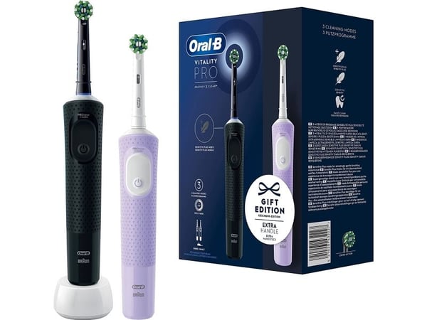 Oral-B Vitality Pro D103 Duo elektrisk tannbørste 2 stk Black/Purple