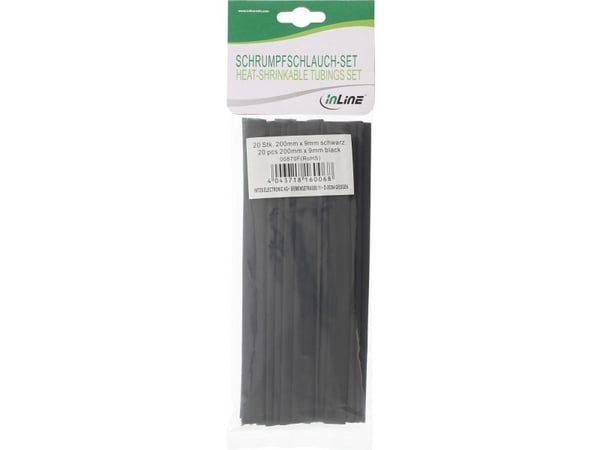 InLine 00870F, Kutistesukka, Musta, 20 cm, 9 mm, 20 kpl, 4,5 mm