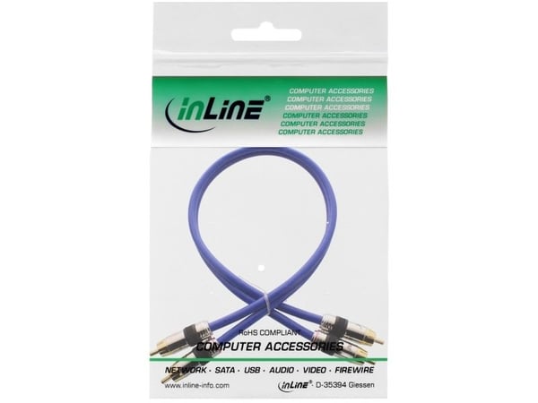 InLine 89730P, liitäntä, 2 x RCA, liitäntä, 30 m, Blå