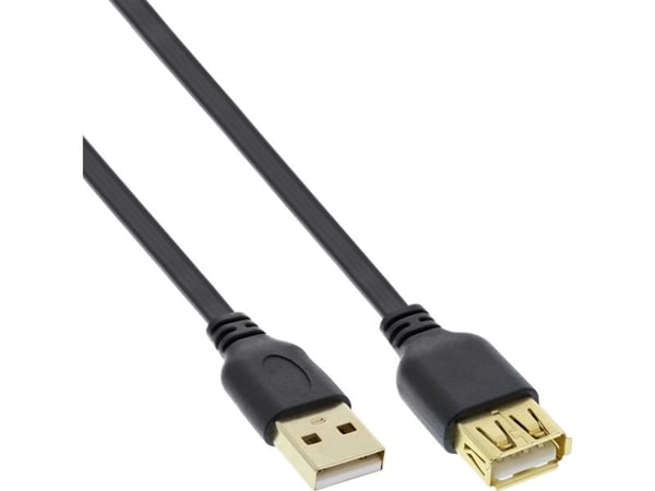 InLine 34603F, 3 m, USB A, USB A, USB 2.0, han/hon-kontakt, svart