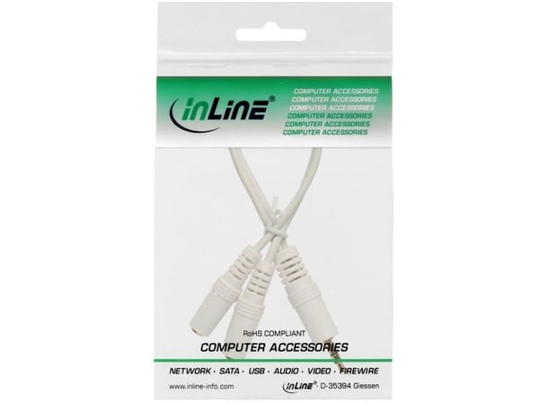 InLine 99300G, 3.5mm, Hankjønn, 2 x 3.5mm, Hunkjønn, 0,1 m, Hvit