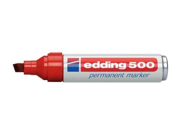 Edding 500, Punainen, Taltan pää, Punainen, Valkoinen, Muovi, 2 mm, 7 mm