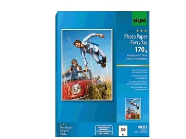 Sigel InkJet Everyday plus Photo Paper IP715 - Blank - hvit - A4 (210 x 297 mm) - 170 g/m² - 100 ark fotopapir