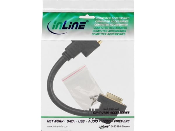 InLine 17301G, 0,2 m, DVI-I, DVI-I, musta, kultainen, naarasliitin/naarasliitin