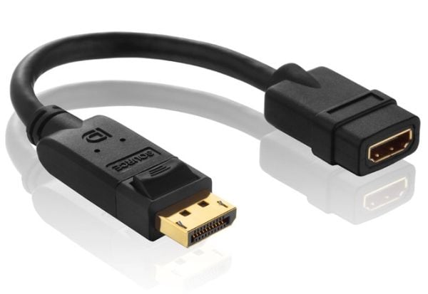 Purelink PureInstall PI155 - Video adapter - DisplayPort hann til HDMI hunn - 10 cm - skjermet - svart