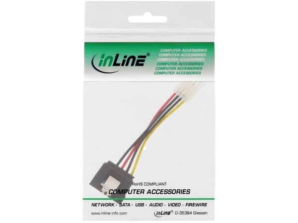 InLine 29660B, 0,15 m, Floppy (4-pin), SATA 15-pin, Hankjønn, Hunkjønn, Rett