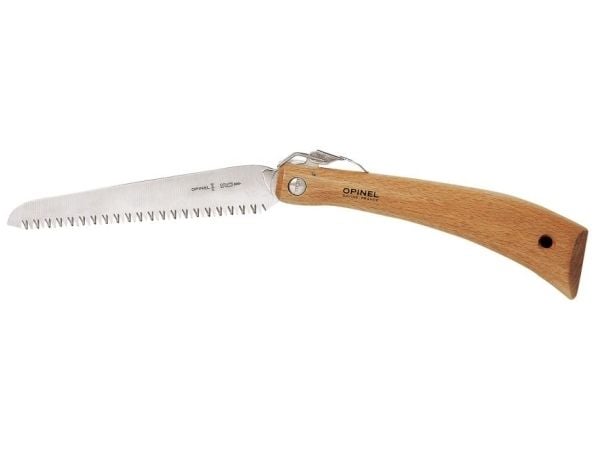 Opinel Garden N°18 - Sag - beechwood - 18 cm - small dark dashes, lysegul til rosa håndtak