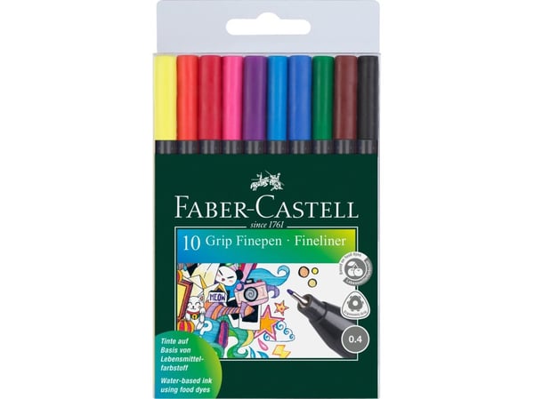 Faber-Castell GRIP - Fineliner - vannbasert blekk - 0.4 mm (en pakke 10)