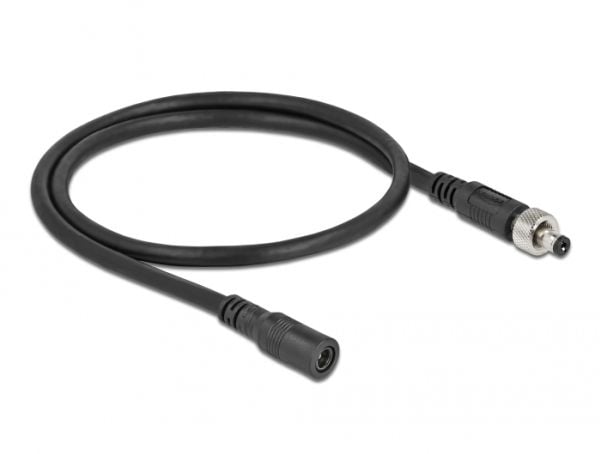 Delock - Verkkovirran jatkokaapeli - DC-liitin 5,5 x 2,1 mm (naaras) DC-liittimeen 5,5 x 2,1 mm (uros) ruuvattavissa - 30 V - 2 A - 50 cm - musta