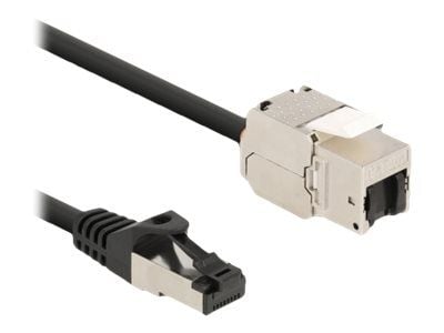 Delock - Nettverksforlengelseskabel - RJ-45 (hann) til RJ-45 (hunn) nøkkelsky - 3 m - S/FTP - CAT 6a - svart