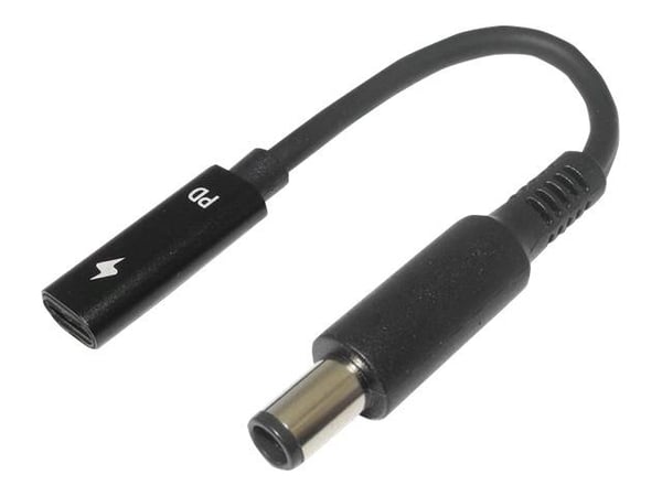 CoreParts - Strømadapter - USB-C (hunn) til 7,4 x 5 mm DC-jakk (hann) - 10 A - USB Power Delivery (100 W) - svart