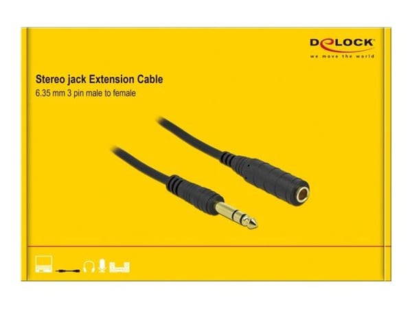 DeLOCK 86766, 6.35mm, Uros, 6.35mm, Naaras, 10 m, Musta
