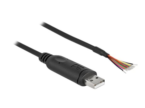 DeLOCK 90524, Musta, 1 m, USB A, RS-232, Uros, Suora