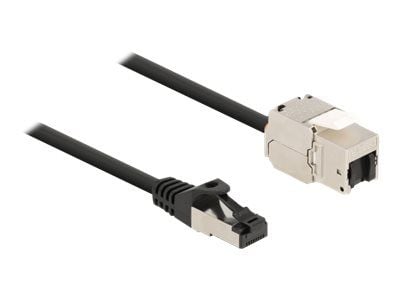 Delock - Nettverksforlengelseskabel - RJ-45 (hann) til RJ-45 (hunn) nøkkelsky - 2 m - S/FTP - CAT 6a - svart