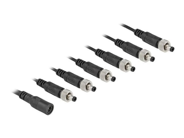 Delock - Verkkoverkon jakaja - DC-pistoke 5,5 x 2,1 mm (W) DC-pistokkeeseen 5,5 x 2,1 mm (M) ruuvattavissa - 30 V - 2 A - 50 cm - Musta (86591)