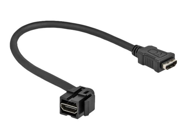 Delock - HDMI-kabel - HDMI hunn angled, keystone til HDMI hann rett - 30 cm - svart - 4 K 30 Hz (3840 x 2160) støtte