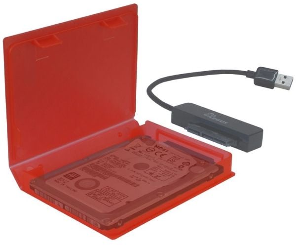 Inter-Tech HDD Protection Box - Beskyttelsesboks for harddisk - kapasitet: 1 harddiskstasjon (2,5") - rød