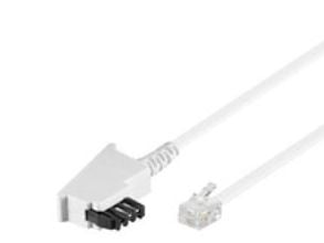 Wentronic Goobay TAE-F anslutningskabel (universal pin out), vit, 15 m - TAE-F kontakt till RJ11/RJ14 kontakt (6P4C) (68542)
