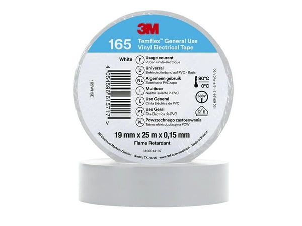 3M 7100184818, 1 stykker, Hvit, PVC, 600 V, Blister, 25 m