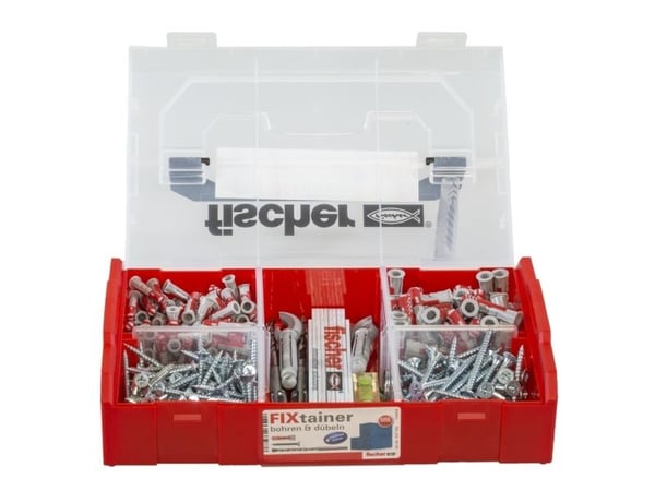 Fischer FIXtainer 306, Skrue- og veggpluggsett, Betong, Grå, 150 stykker, Boks