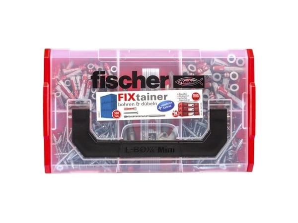 Fischer FIXtainer 306, Skrue- og veggpluggsett, Betong, Grå, 150 stykker, Boks