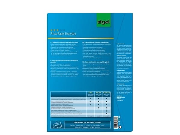 Fotopapir Sigel T1155, højglans, 195 g/m², Inkjet, A4 m/45 ark