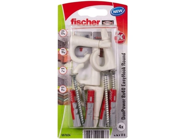 Fischer 557924, Skrue- og veggpluggsett, Pozidriv, PZ2, 40 mm, 8 mm, 5 cm