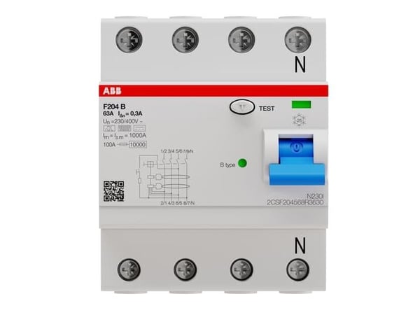 ABB RCD TypeB 4P 63A 300mA 3kA 4TE F204B-63/0.3-4TE ( 2CSF204568R3630 )