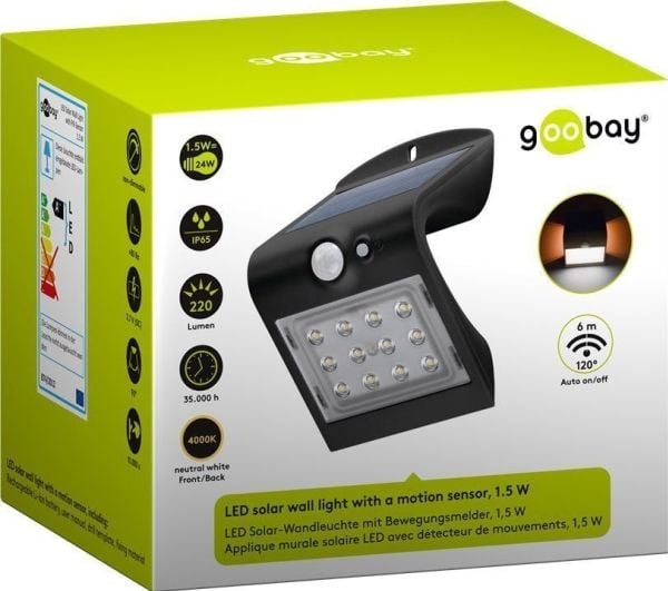 Goobay 45801, Vegglys, Svart, Akrylonitril-butadien-styren (ABS), Polykarbonat (PC), IP65, Garage, III