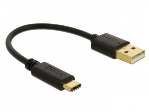 Delock - USB-adapter - USB (hann) til USB-C (hann) - 3 A - 15 cm - svart