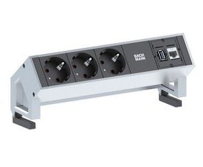 Bachmann DESK 2, 0,2 m, Alumiini, Musta, Valkoinen, 3 AC-pistorasia(a), 239 mm