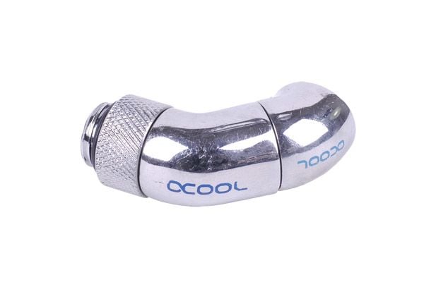 Alphacool angled adaptor double 45° revolvable G1/4" outer thread to G1/4" inner thread - Forbindelsesadapter for væskekjølesystem - krom