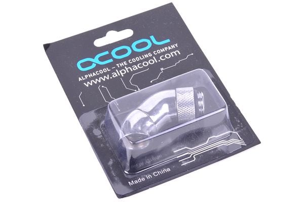 Alphacool angled adaptor double 45° revolvable G1/4" outer thread to G1/4" inner thread - Forbindelsesadapter for væskekjølesystem - krom